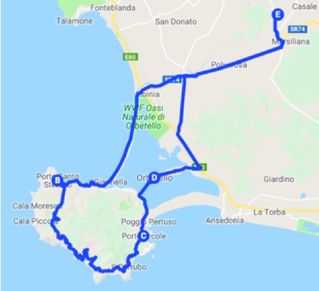 Itinerario in auto all'Argentario